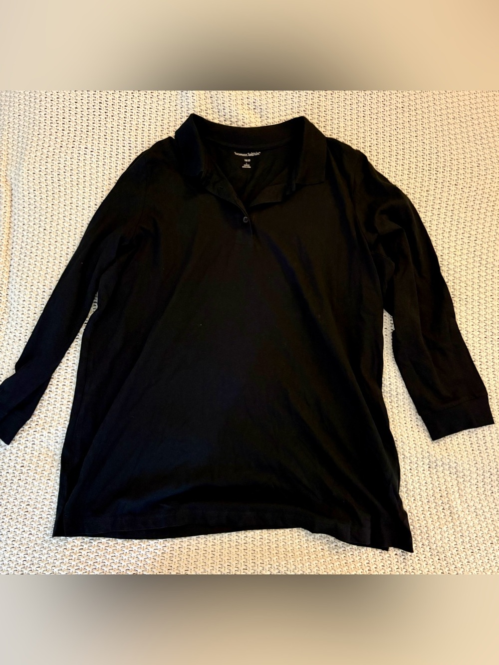 Woman Within Black Long Sleeve Polo Top
